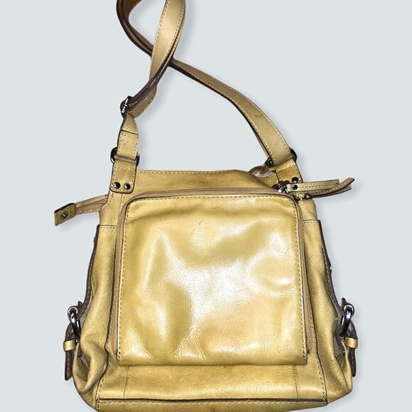 Vintage Fossil leather crossbody organizer purse. Yellow - Picture 3 of 11